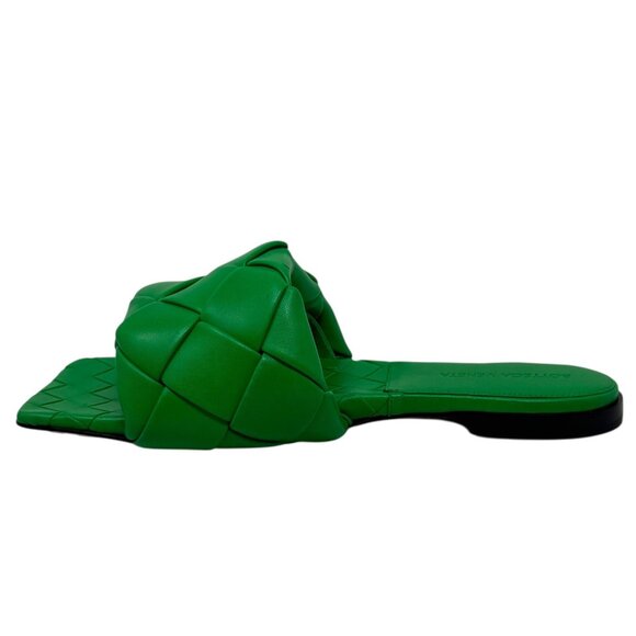 Bottega Veneta Nappa Maxi Intrecciato Lido Flat Sandals Green Size 37.5 7.5 - Picture 4 of 13